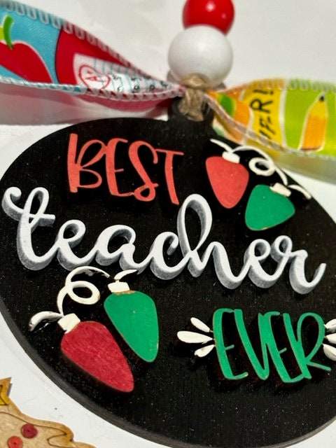 Best Teacher 3D Ornament, Personalized Teacher Gift, Custom Wooden Teacher Ornament, Unique Classroom Decor, Perfect Teacher Appreciation