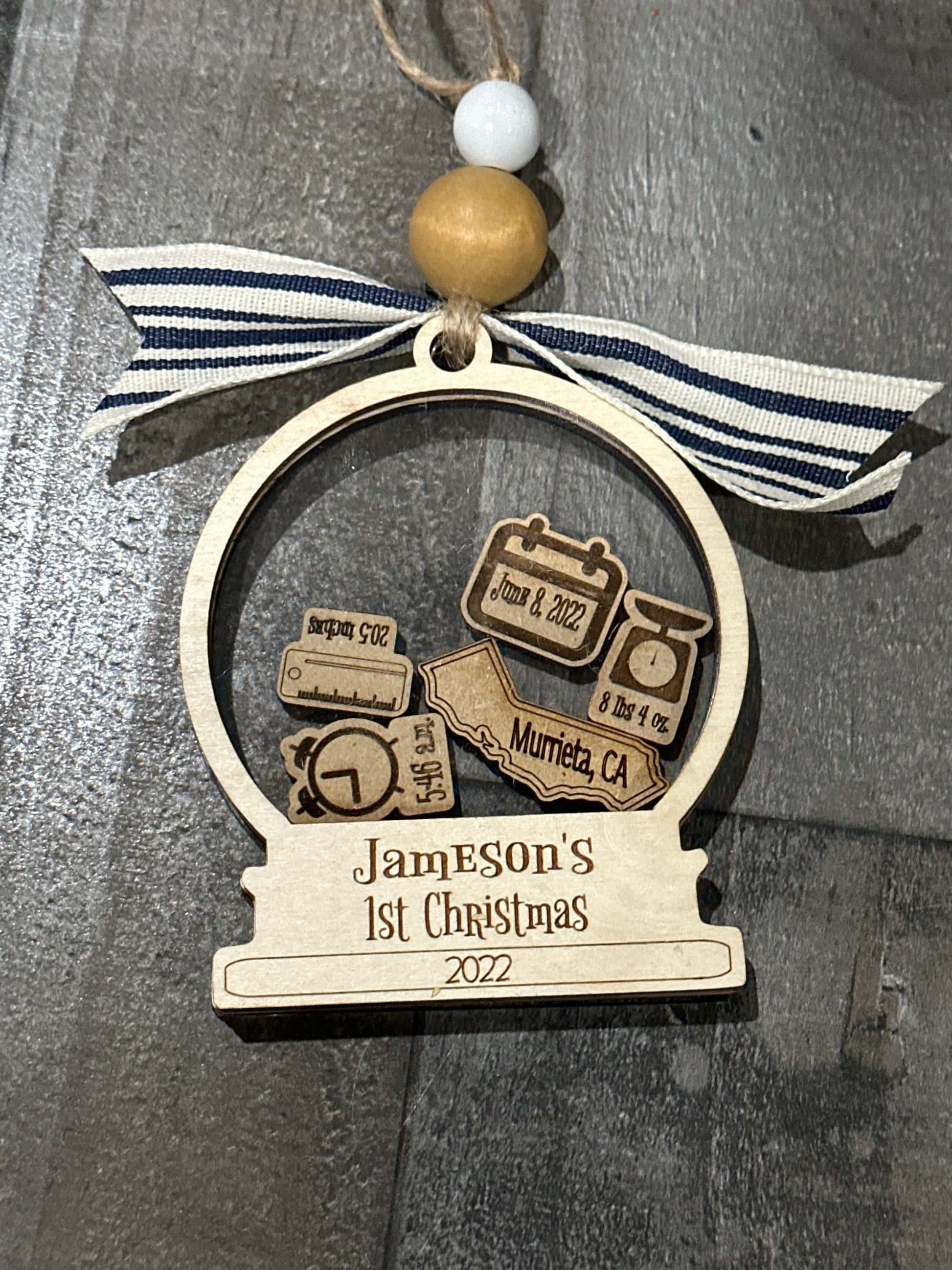 Personalized Baby’s 1st Christmas Ornament, Custom Newborn Ornament, First Keepsake
