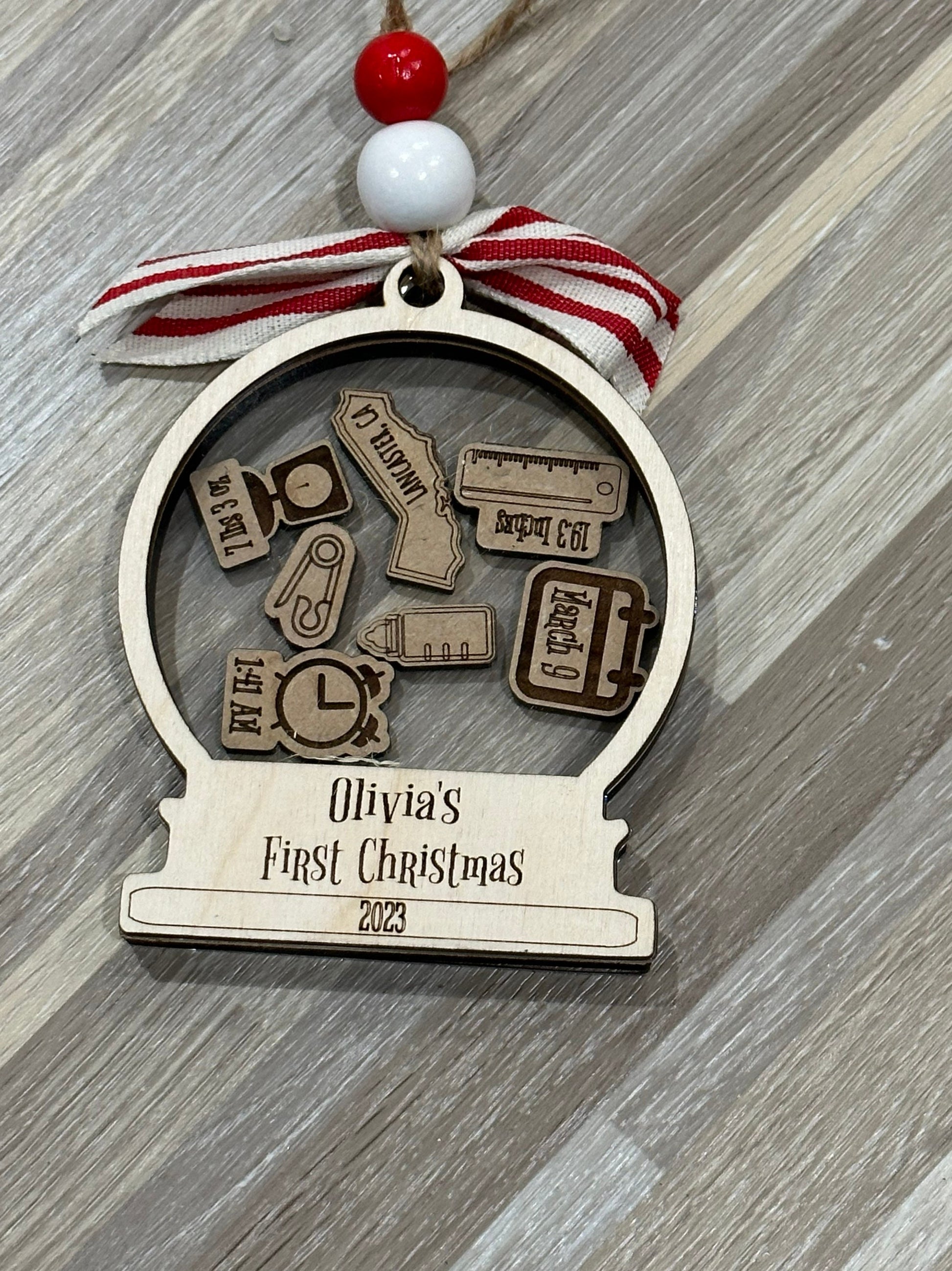 Personalized Baby’s 1st Christmas Ornament, Custom Newborn Ornament, First Keepsake