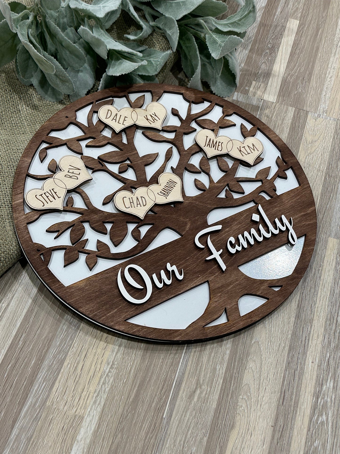 Personalized Wooden Family Tree Sign, Mother’s Day Gift, Gift for Grandma, Family Tree Wall Art, Family Decor, Unique Family Sign