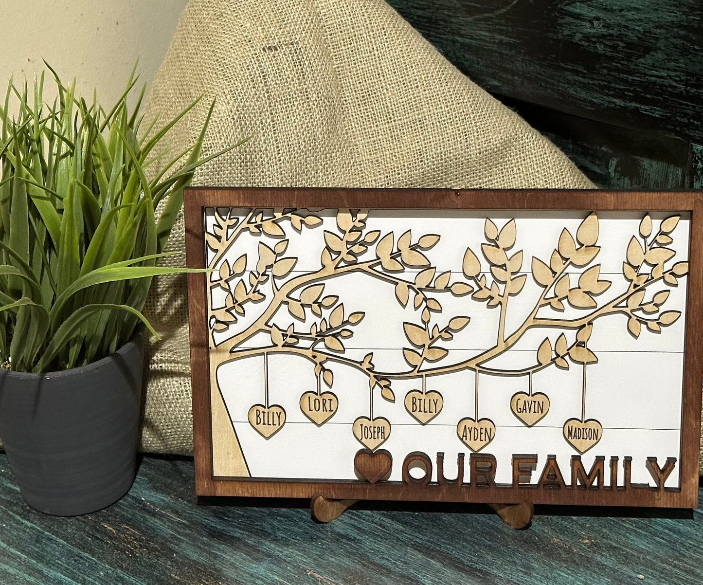 Personalized Wooden Family Tree Sign, Custom Mother’s Day Gift, Gift for Grandma, Family Tree Wall Art, Custom Gift, Unique Family Decor