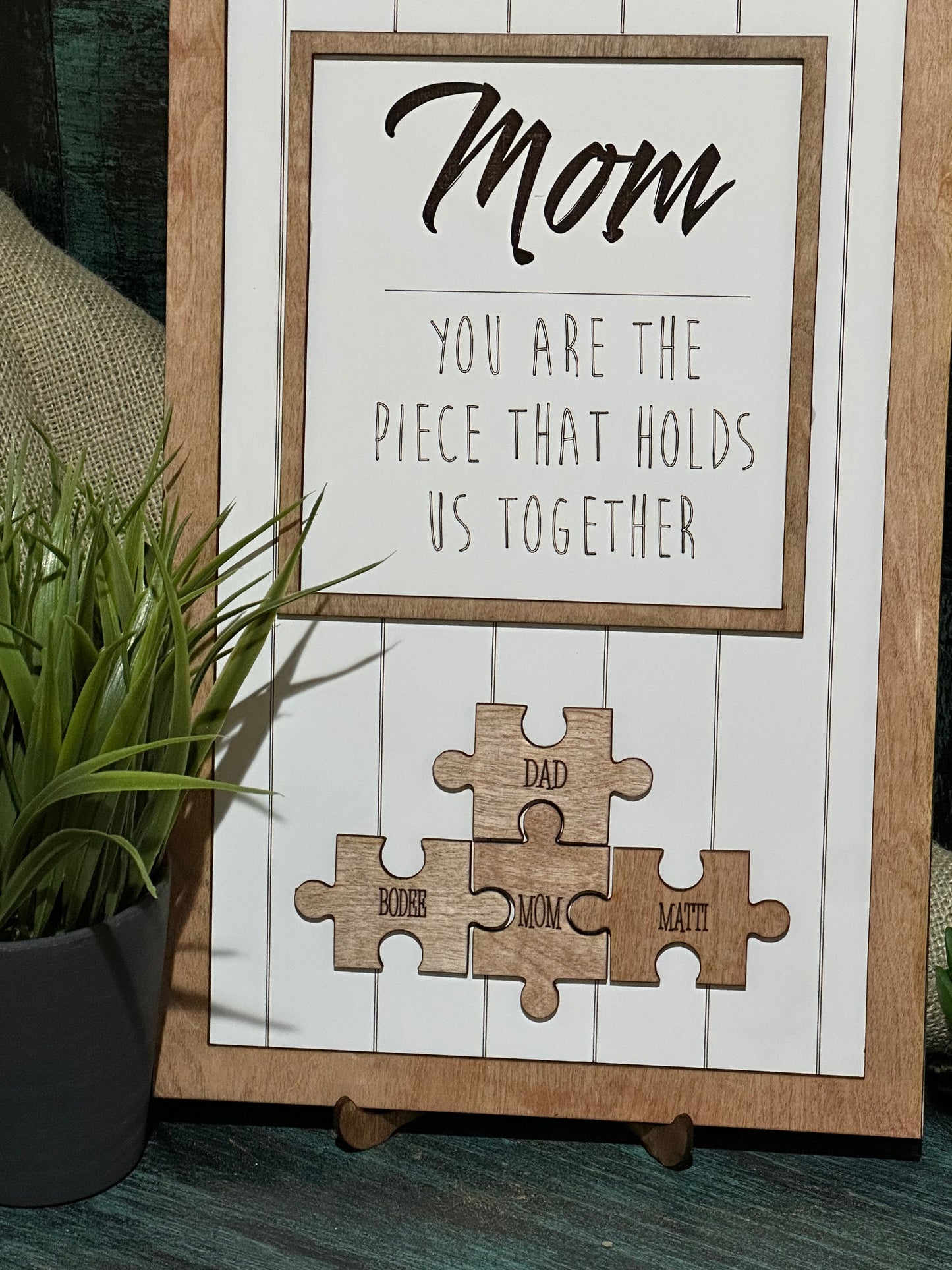 Mom Puzzle Sign, Personalized, Mother's Day Gift, Gift for Mom, Custom Mom Sign, Wooden Family Names, Personalized, Gift Giving, Mom