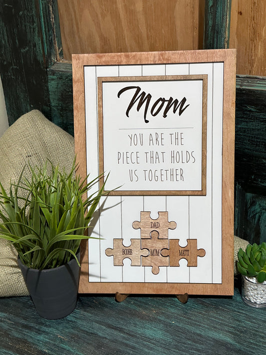 Mom Puzzle Sign, Personalized, Mother's Day Gift, Gift for Mom, Custom Mom Sign, Wooden Family Names, Personalized, Gift Giving, Mom