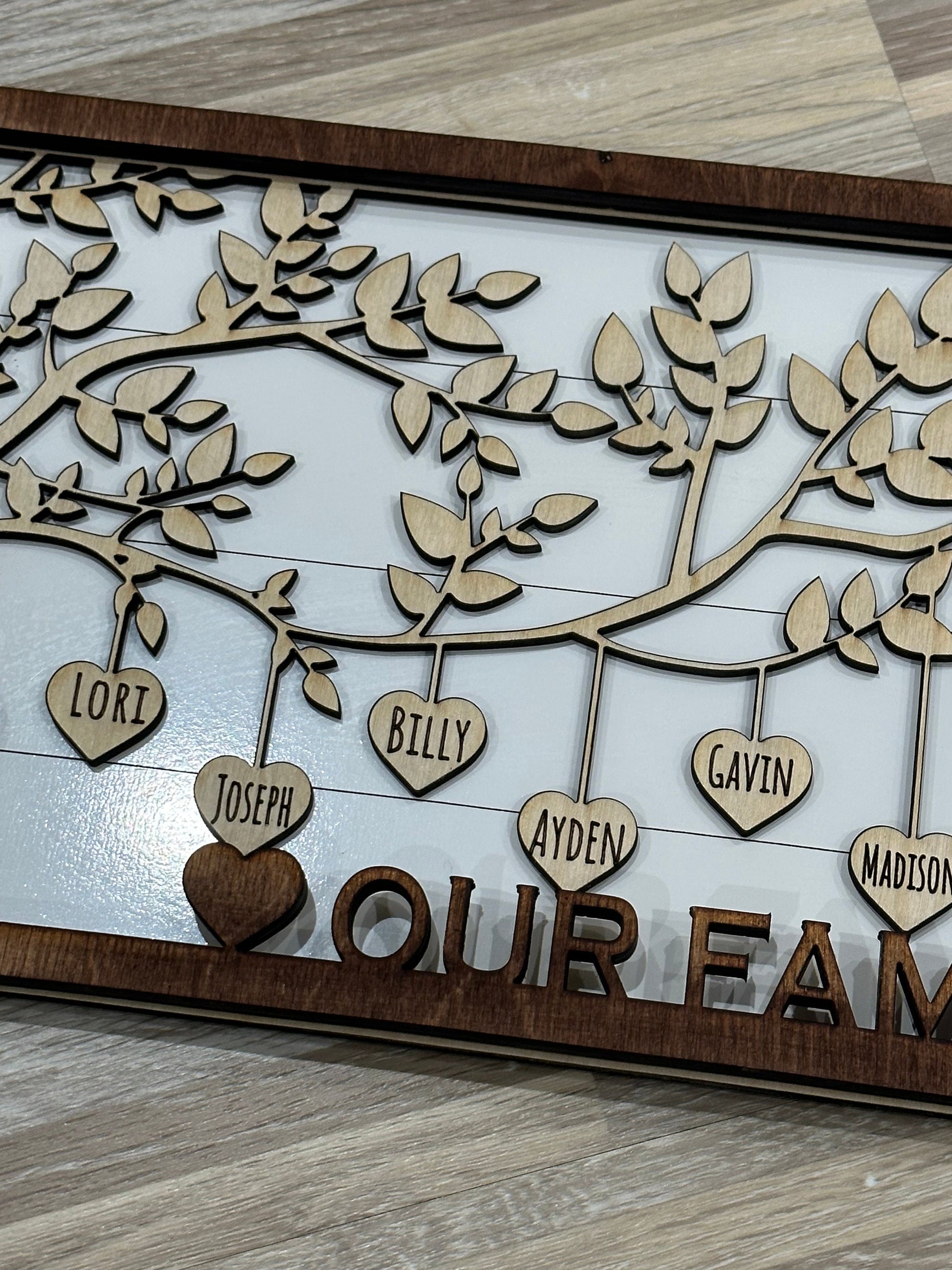 Personalized Wooden Family Tree Sign, Custom Mother’s Day Gift, Gift for Grandma, Family Tree Wall Art, Custom Gift, Unique Family Decor