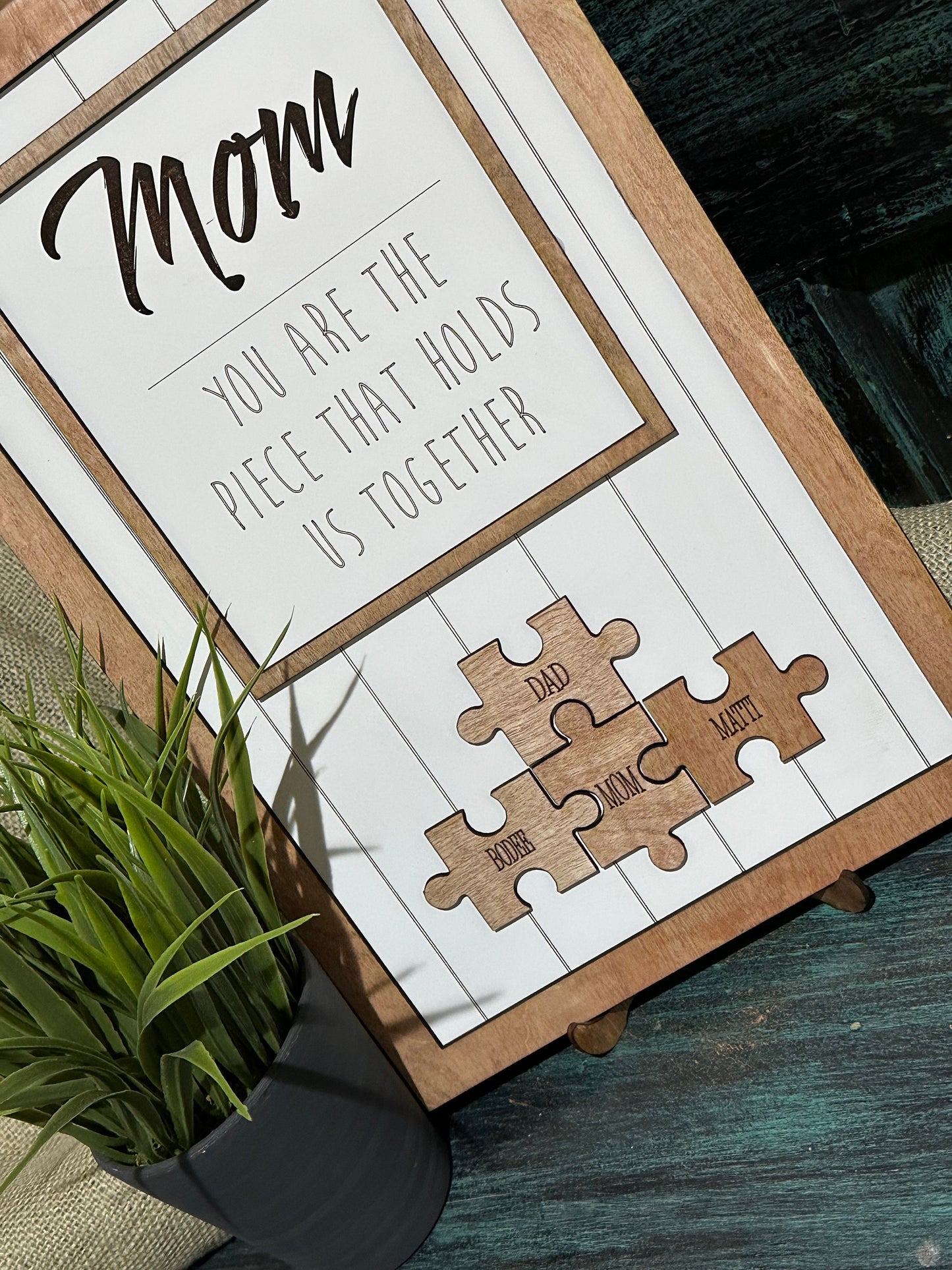 Mom Puzzle Sign, Personalized, Mother's Day Gift, Gift for Mom, Custom Mom Sign, Wooden Family Names, Personalized, Gift Giving, Mom