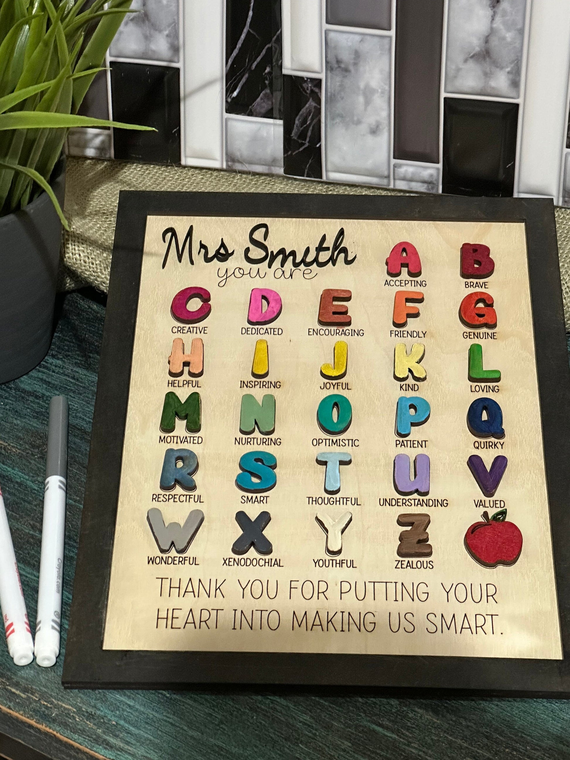 Teacher Plaque, Teacher, Teacher ABC, ABC Plaque, Custom Teacher Sign, Teacher Sign, Teacher ABC Sign, Teacher Decor