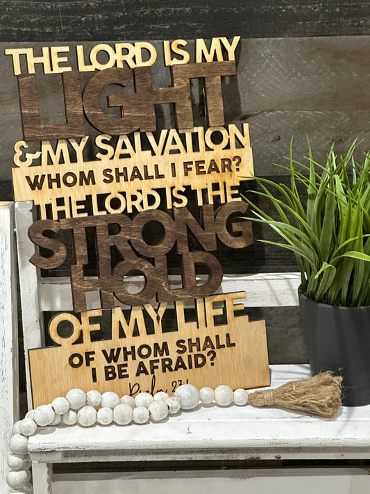 The lord is my light, Wooden sign, Housewarming Gift, Inspirational, Home decor, Spiritual, Gift Giving, Salvation Sign, Psalm 27