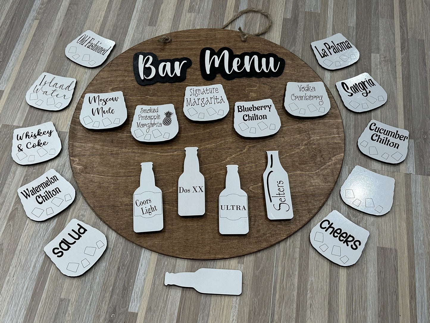 Interchangeable, Bar menu, customizable cocktails, mobile bar, menu design, personalized, drink options, custom bar sign