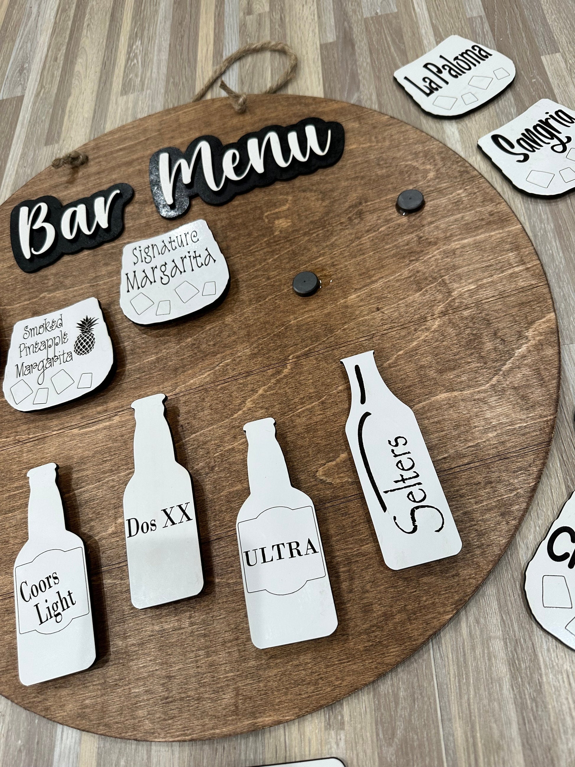 Interchangeable, Bar menu, customizable cocktails, mobile bar, menu design, personalized, drink options, custom bar sign