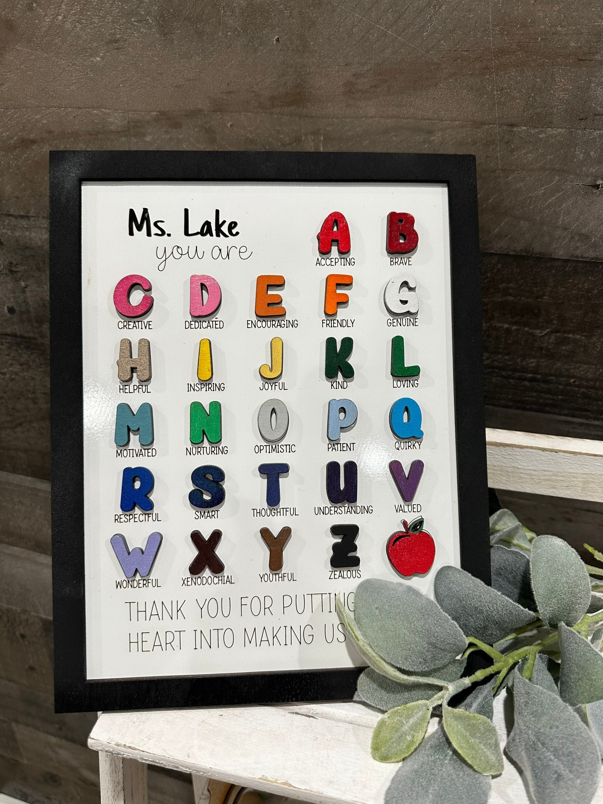 Teacher Plaque, Teacher, Teacher ABC, ABC Plaque, Custom Teacher Sign, Teacher Sign, Teacher ABC Sign, Teacher Decor