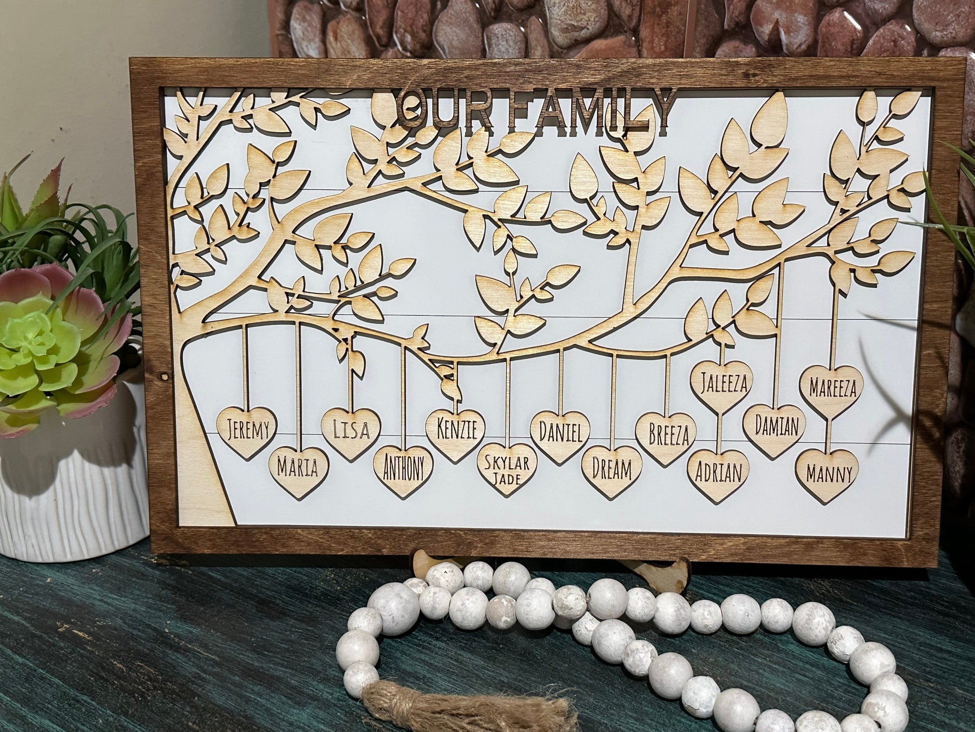 Personalized Wooden Family Tree Sign, Custom Mother’s Day Gift, Gift for Grandma, Family Tree Wall Art, Custom Gift, Unique Family Decor