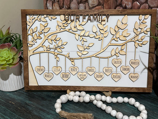 Personalized Wooden Family Tree Sign, Custom Mother’s Day Gift, Gift for Grandma, Family Tree Wall Art, Custom Gift, Unique Family Decor