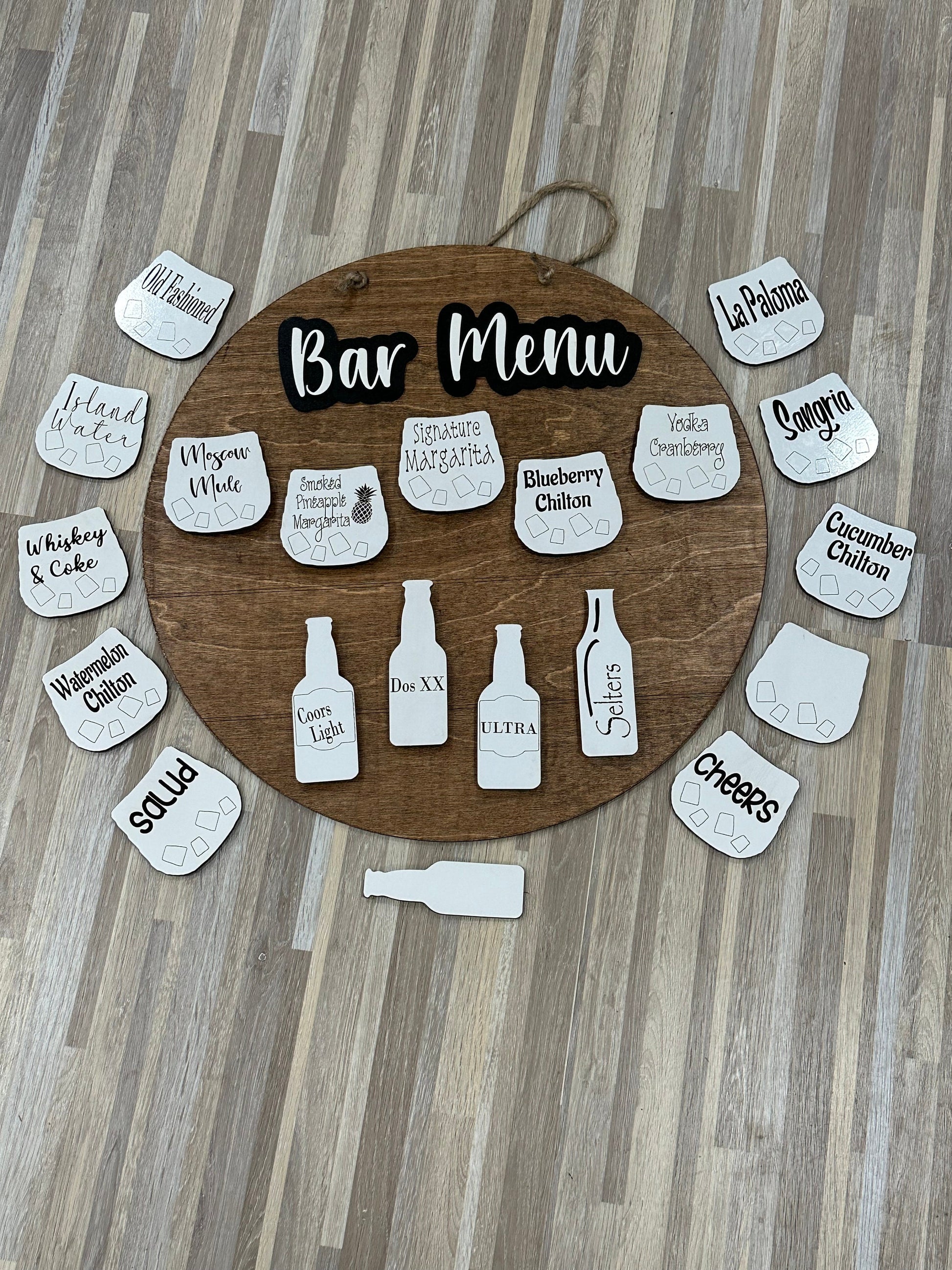 Interchangeable, Bar menu, customizable cocktails, mobile bar, menu design, personalized, drink options, custom bar sign