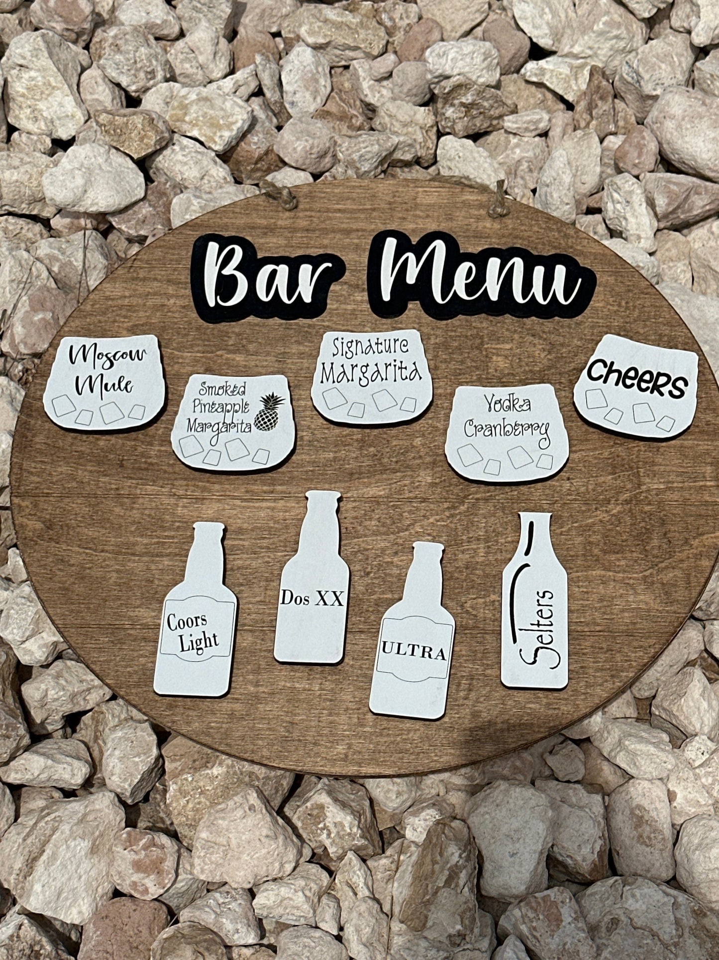 Interchangeable, Bar menu, customizable cocktails, mobile bar, menu design, personalized, drink options, custom bar sign