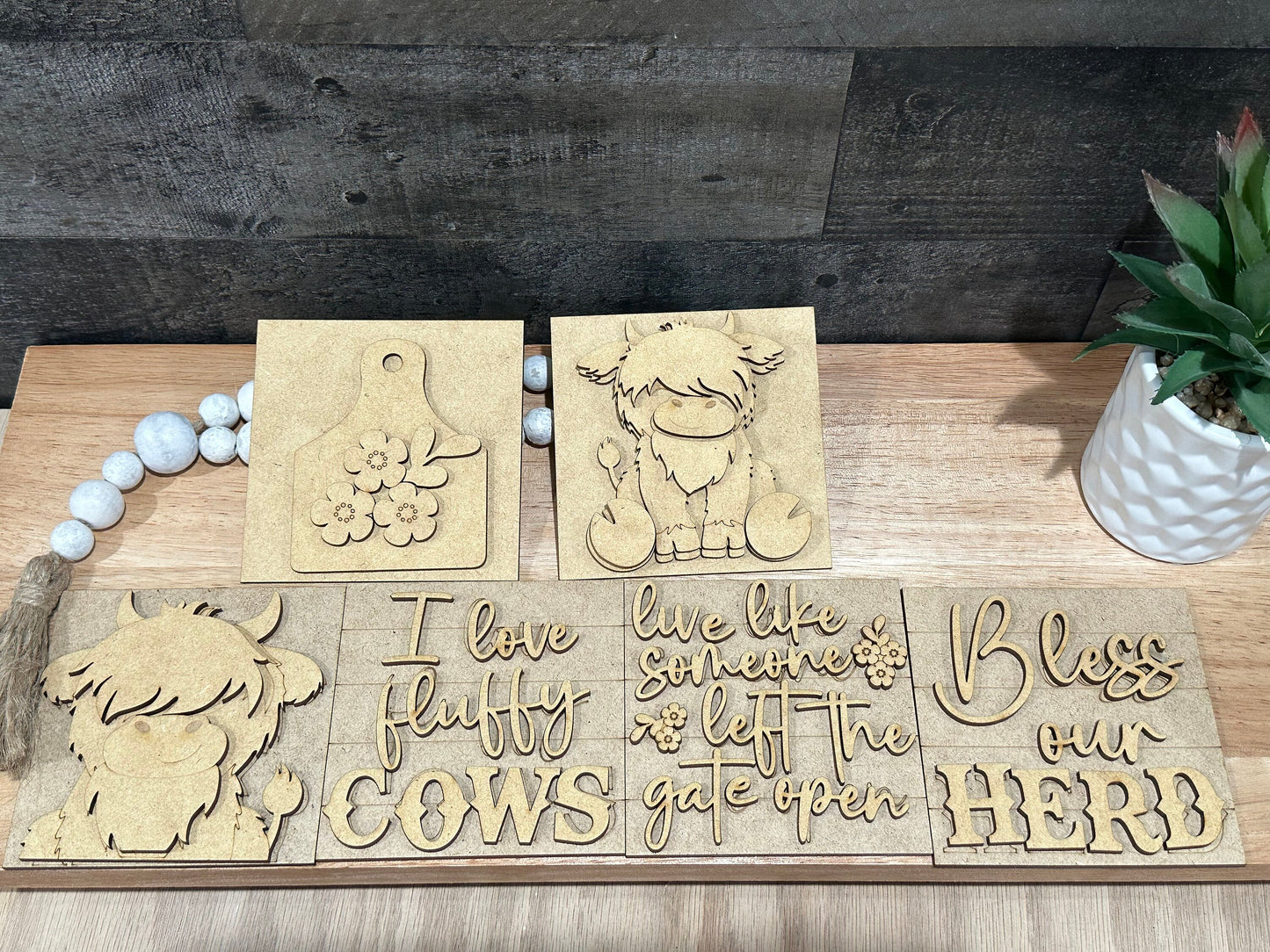 Highland Cow, DIY Paint Kit, DIY Ladder Inserts, Cow Signs, Highland Cow Herd Decor, Ladder Inserts Craft, Paint Your Own Cow