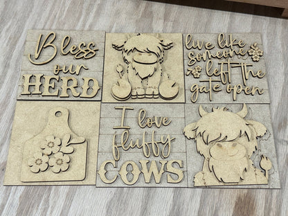Highland Cow, DIY Paint Kit, DIY Ladder Inserts, Cow Signs, Highland Cow Herd Decor, Ladder Inserts Craft, Paint Your Own Cow