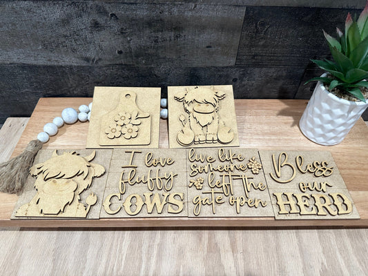Highland Cow, DIY Paint Kit, DIY Ladder Inserts, Cow Signs, Highland Cow Herd Decor, Ladder Inserts Craft, Paint Your Own Cow
