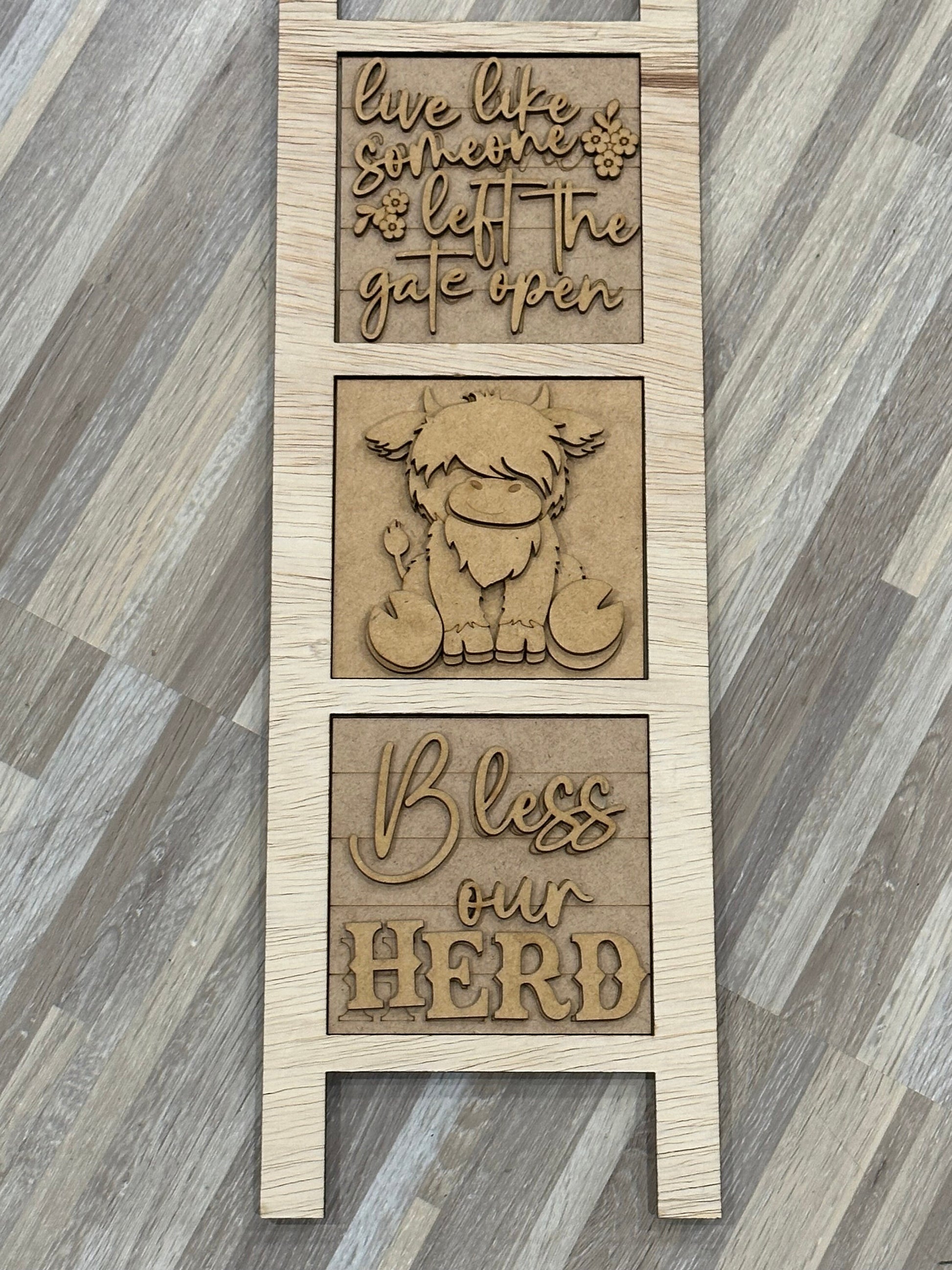 Highland Cow, DIY Paint Kit, DIY Ladder Inserts, Cow Signs, Highland Cow Herd Decor, Ladder Inserts Craft, Paint Your Own Cow