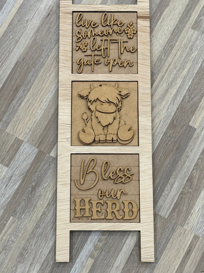 Highland Cow, DIY Paint Kit, DIY Ladder Inserts, Cow Signs, Highland Cow Herd Decor, Ladder Inserts Craft, Paint Your Own Cow