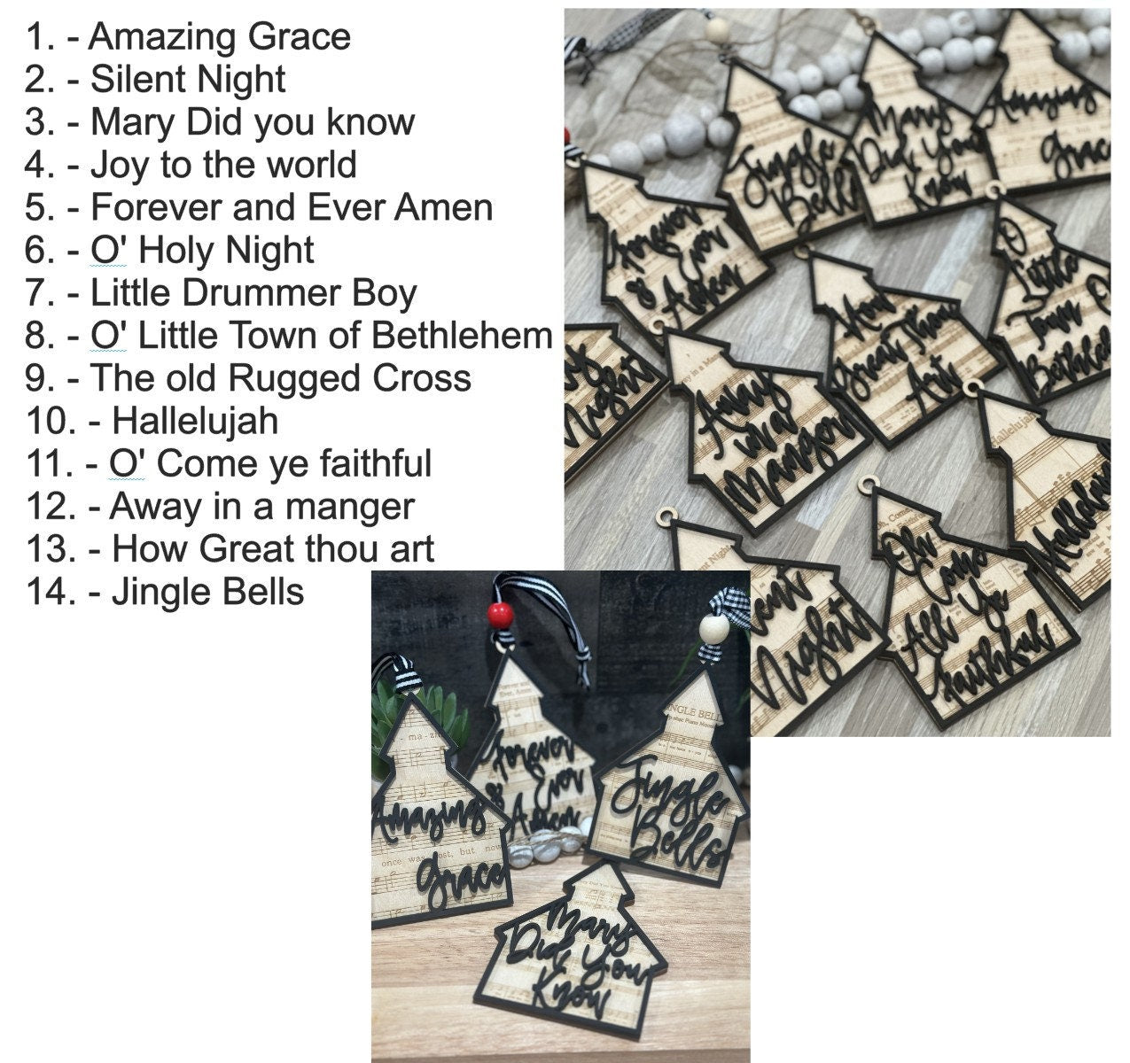 Church Music Decoration, Personalized Gospel Ornament, Amazing Grace Christmas Keepsake, Custom Song Ornaments, Christian Faith Church Decor