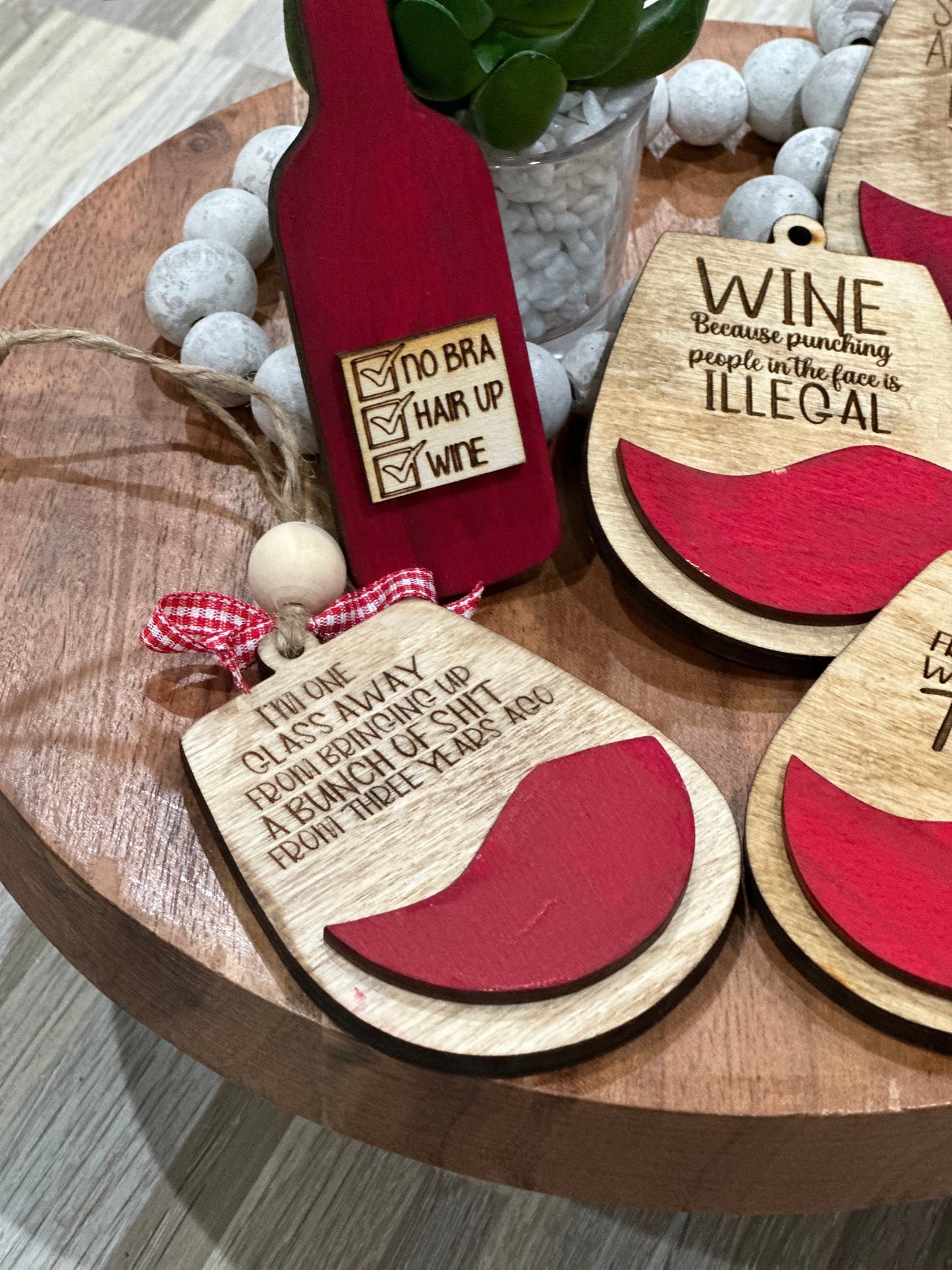 Wine or Wine Not Ornaments, Personalized Wine Christmas Ornaments, 3D Wine Decor, Wine Sass Ornaments, Custom Holiday Wine Gift
