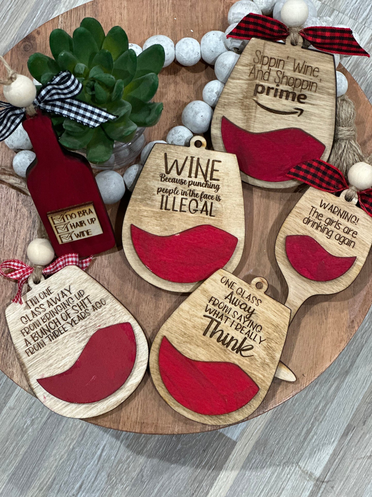 Wine or Wine Not Ornaments, Personalized Wine Christmas Ornaments, 3D Wine Decor, Wine Sass Ornaments, Custom Holiday Wine Gift