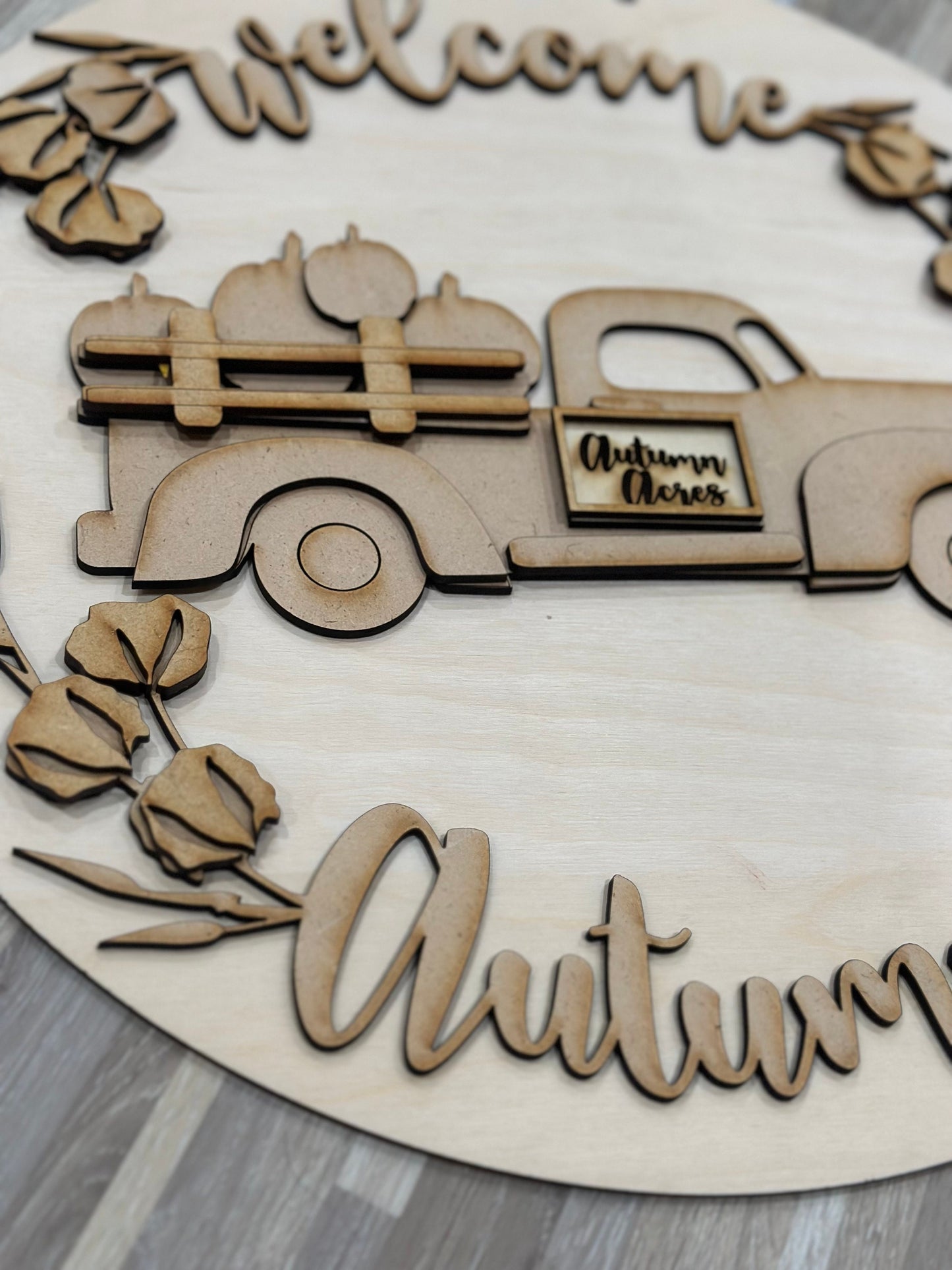 DIY Hello Autumn Door Hanger, Fall Door Hanger, Welcome Pumpkin Sign, DIY Fall Truck Decor, Autumn Door Hanger, Fall Welcome Sign for Home