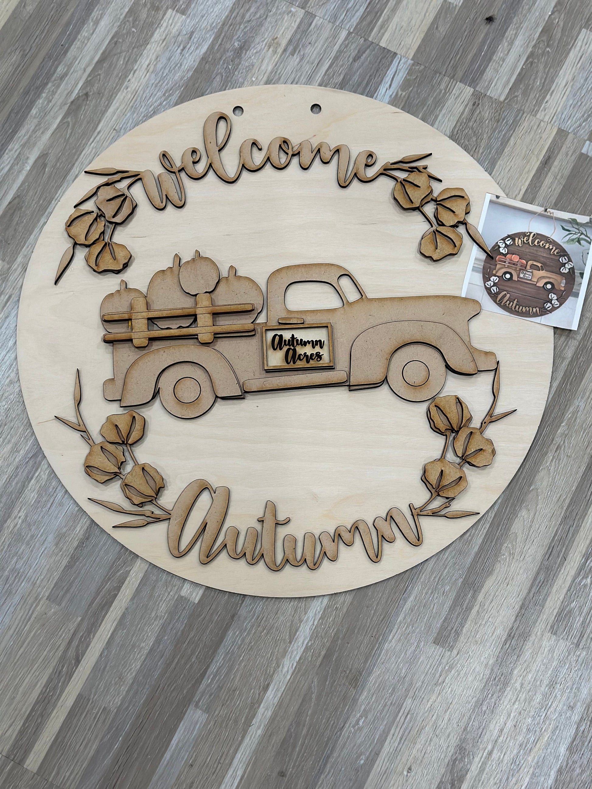 DIY Hello Autumn Door Hanger, Fall Door Hanger, Welcome Pumpkin Sign, DIY Fall Truck Decor, Autumn Door Hanger, Fall Welcome Sign for Home