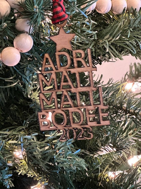 Name tree, Christmas Ornament, Personalized, Wooden Ornament, Custom Christmas Decor, Wooden, Holiday Ornament, Christmas Tree, Decoration