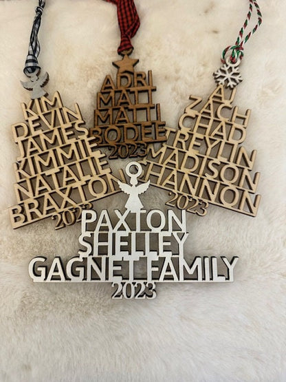 Name tree, Christmas Ornament, Personalized, Wooden Ornament, Custom Christmas Decor, Wooden, Holiday Ornament, Christmas Tree, Decoration