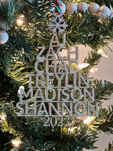 Name tree, Christmas Ornament, Personalized, Wooden Ornament, Custom Christmas Decor, Wooden, Holiday Ornament, Christmas Tree, Decoration