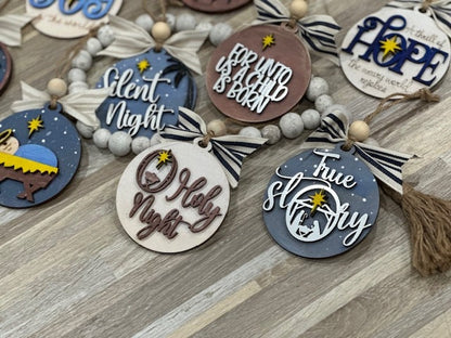 Nativity ornaments, set of 9 wooden ornaments, nativity-themed, religious Christmas ornaments, Jesus scene decorations, holiday celebrations