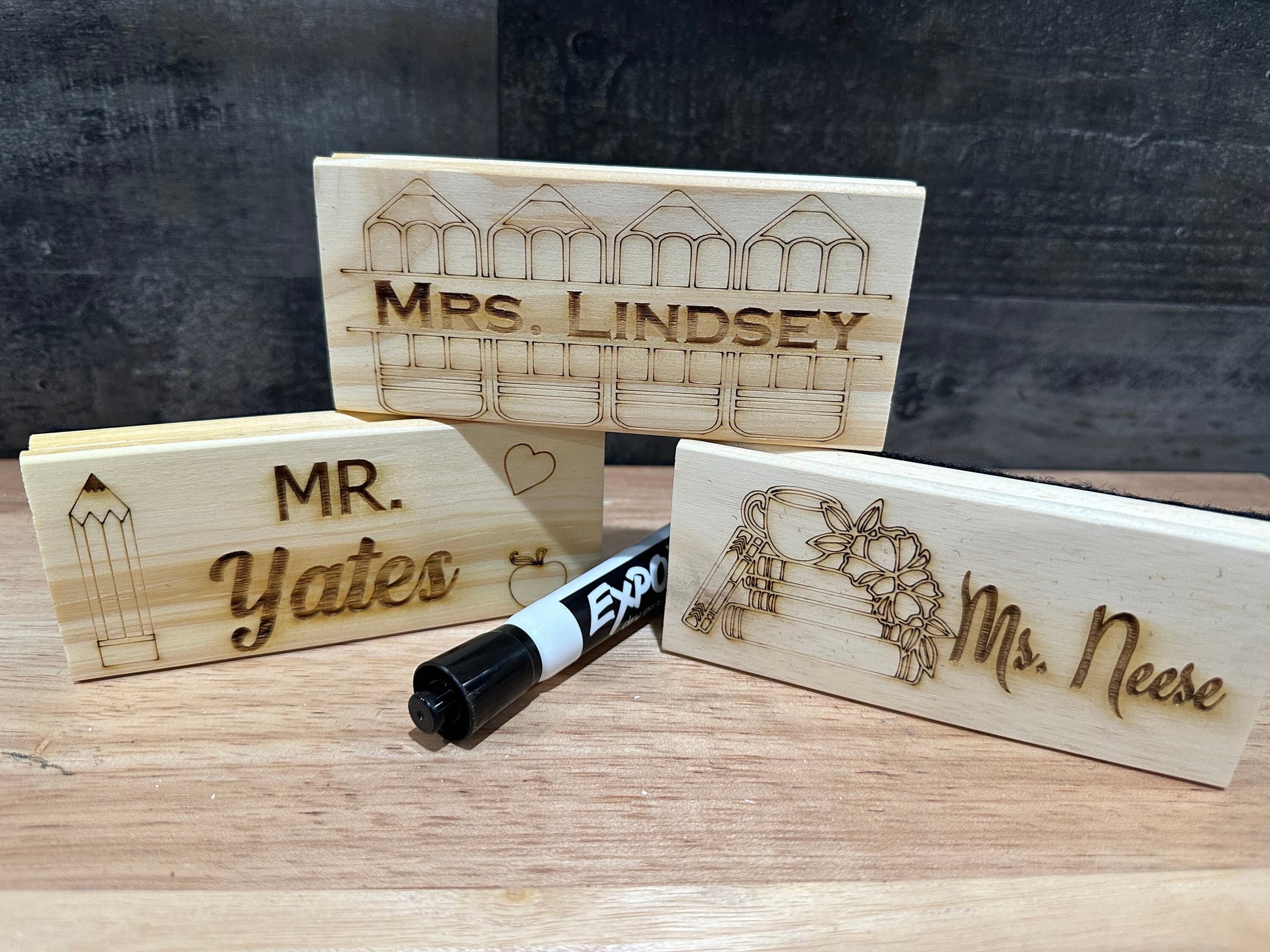 Personalized Whiteboard or Chalkboard Eraser with Expo Marker Gift Set, Eraser Gift, Teacher Appreciation Gift, Gift for Teachers /