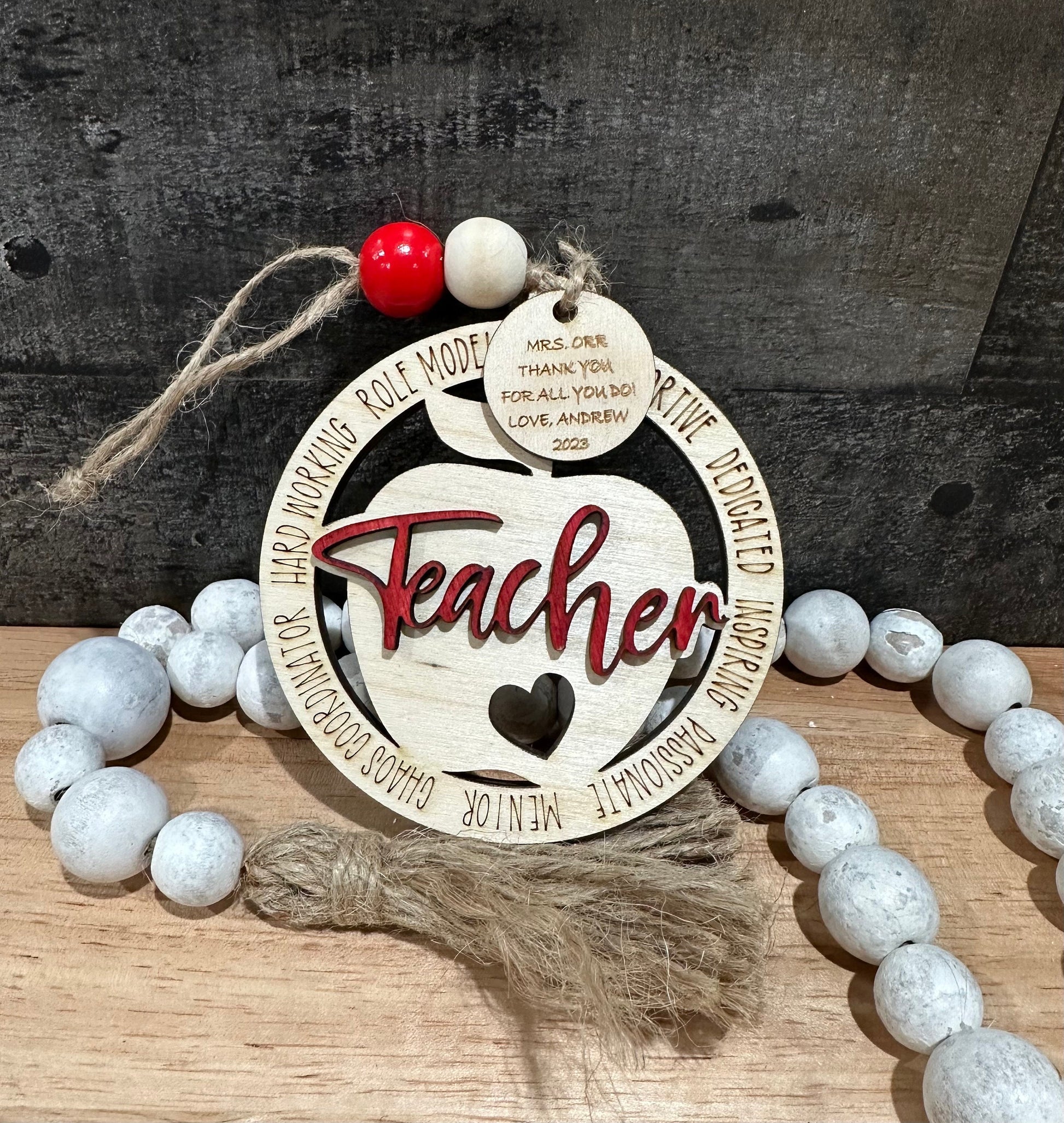 Unfinished DIY Teacher Ornament, Laser Wood Cut, Teacher Apple Ornament, Apple Teacher Ornament, 3D Ornament, Teacher, DIY