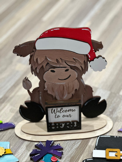 Highland Cow Interchange, DIY or Finished Highland Cow, Seasonal Cow Decor, Interchangeable Shelf Sitter, Highland Cow Shelf Decoration