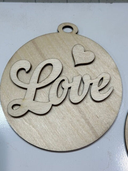 Valentines Ornaments, Set of 10 wooden ornaments, Ornaments, Valentines, Valentines Day Ornaments, Love, Romantic