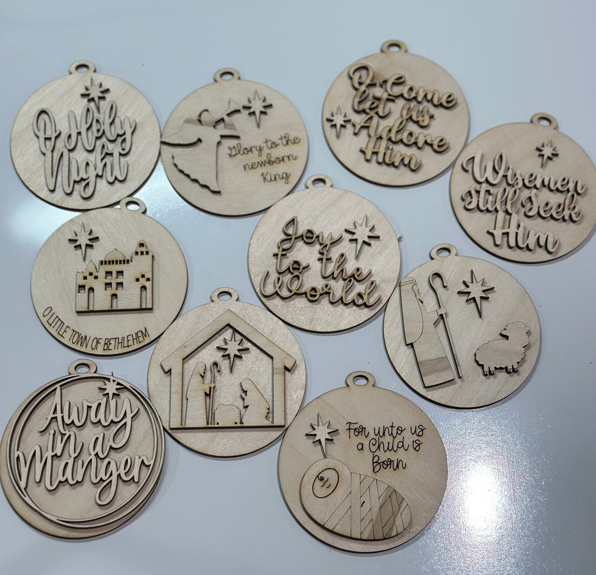 Nativity ornaments Vol 1, wooden, nativity-themed, ornaments, Christmas religious décor, handmade, religious ornaments, Jesus, religion