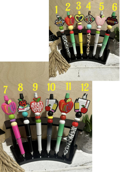 Beaded Pens, Teacher Pens, Holiday Beaded Pens, Teacher, Teacher Gifts, Fun Pens, Best Teacher Ever Teach love inspire, Cookies for Santa