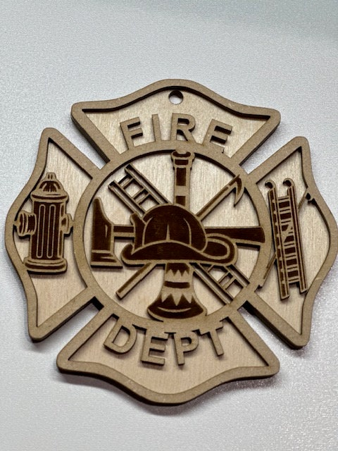 DIY Fire Fighter, Fire Dept Charm, Fire Dept Unfinished, Personalized Wooden Ornaments, Unfinished, Fire Department Charm, Ornament DIY