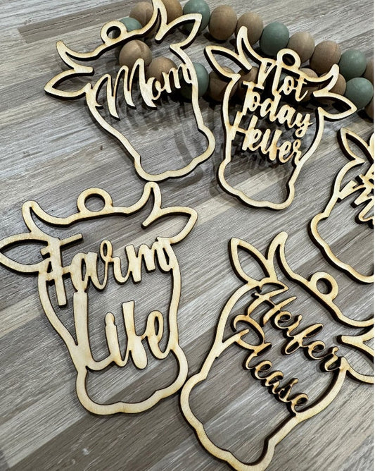 DIY Heifer Cow / Cows / Unfinished / Wooden Car Charms / Unfinished / DIY / Blank Charm