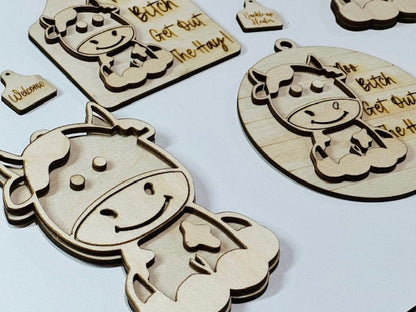 DIY Unfinished Cow Sassy Car Charms /Cow Charms/ Hay Cow Car Charm /Ornaments/ Farm Cow /Funny Cow
