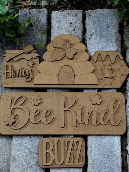 Bee Kind Interchangeable Farmhouse Truck Insert, Seasonal Truck, DIY Truck Kit, Interchangeable, Unfinished KIT, Bee Kind