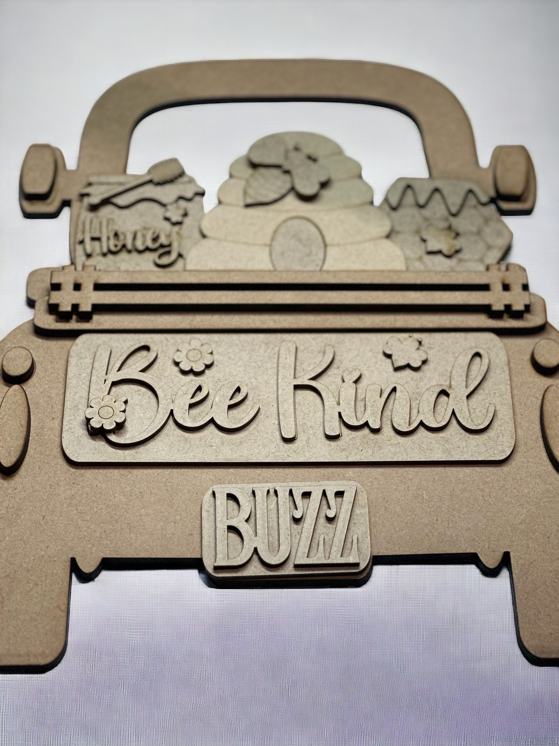 Bee Kind Interchangeable Farmhouse Truck Insert, Seasonal Truck, DIY Truck Kit, Interchangeable, Unfinished KIT, Bee Kind