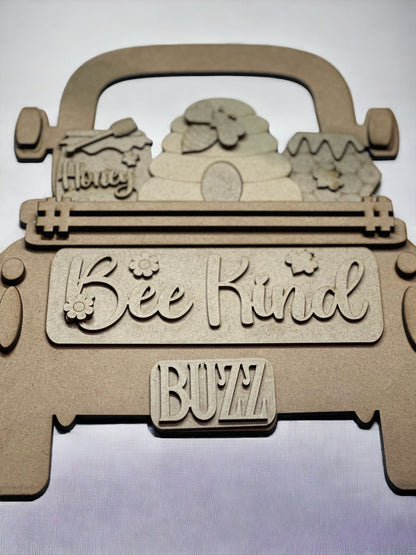 Bee Kind Interchangeable Farmhouse Truck Insert, Seasonal Truck, DIY Truck Kit, Interchangeable, Unfinished KIT, Bee Kind