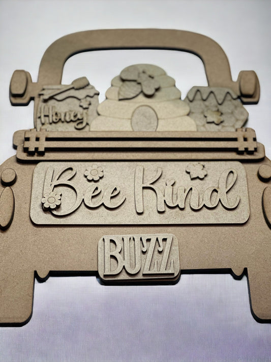 Bee Kind Interchangeable Farmhouse Truck Insert, Seasonal Truck, DIY Truck Kit, Interchangeable, Unfinished KIT, Bee Kind
