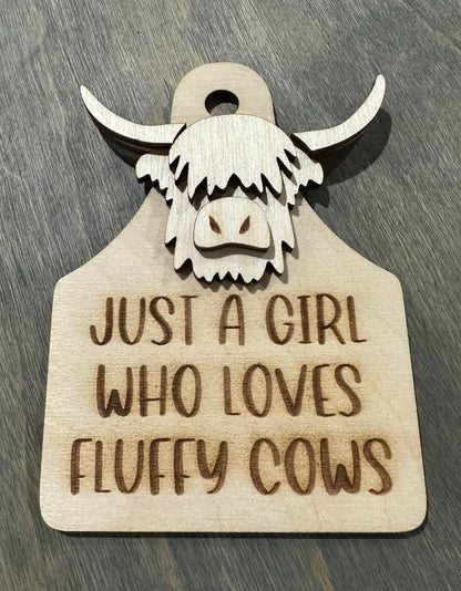 Highlander Cow DIY, Highlander Cow Charm, Cows, Unfinished,Not Today Wooden Car Charms, Unfinished, DIY, Blank Charm