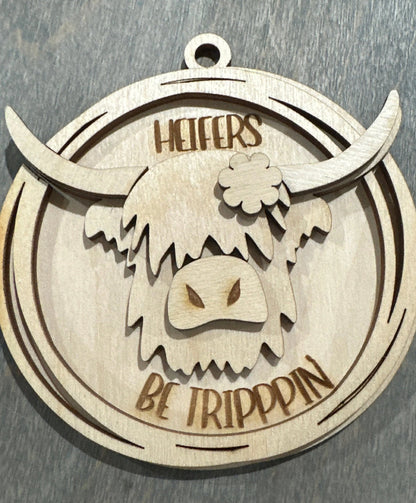 Highlander Cow DIY, Highlander Cow Charm, Cows, Unfinished,Not Today Wooden Car Charms, Unfinished, DIY, Blank Charm