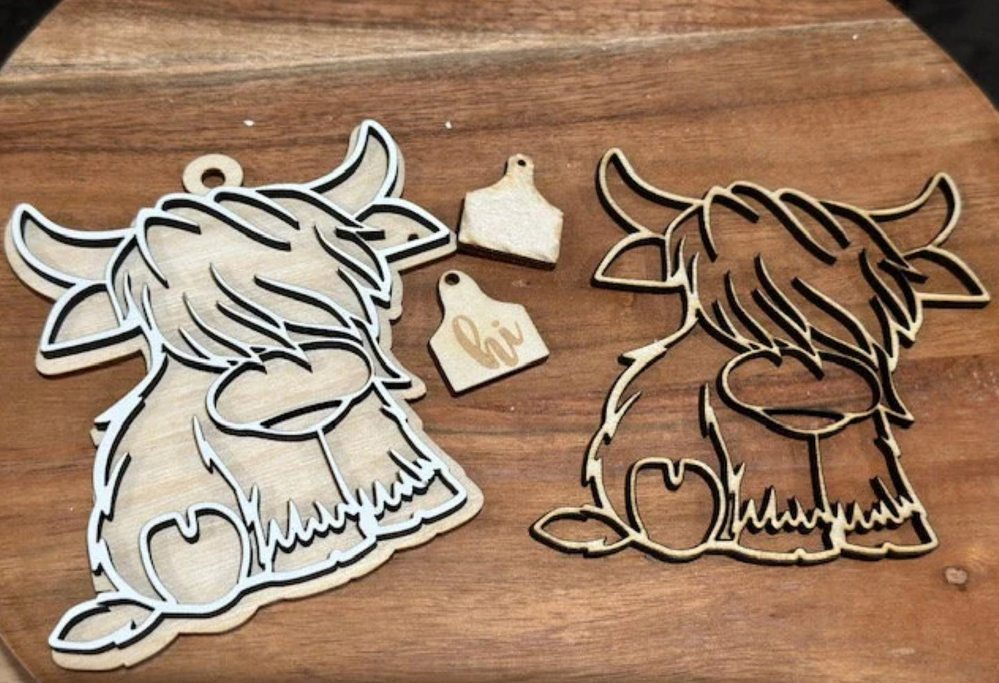 DIY Highland Cow Silhouette, Cow, Unfinished, Wooden Car Charms, Unfinished, DIY, Blank Charm, Unfinished Cow Charm, Wooden Charm