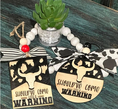 Unfinished DIY Car Charms, Customizable Bogg Bag Charm, Western Cowboy Accessory, Rustic Warning Charm, Country Style Car Decor, Blank Charm