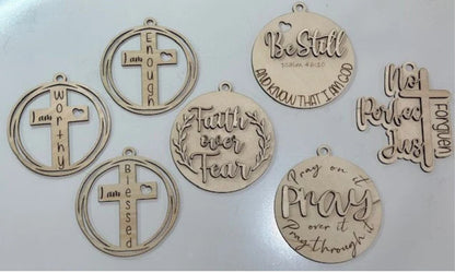 PRAY Car Charms, Inspirational Charm, Bag Charms, Unfinished, Wooden Charms, Be Still, Faith, Enough, DIY, Blank Charm, Spiritual